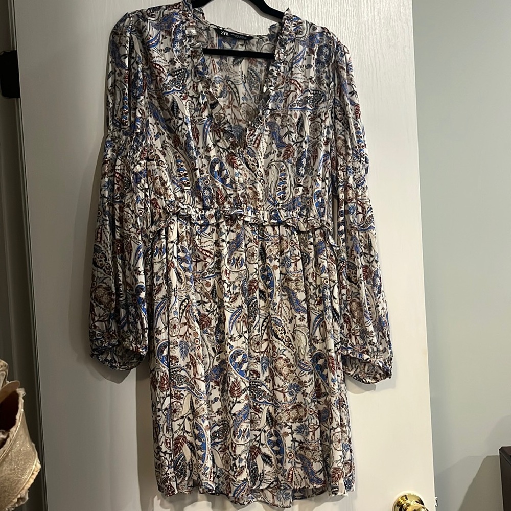 Zara Paisley Long Sleeve Dress